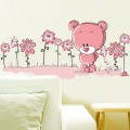 Pink Bear and Flower Wall Sticker